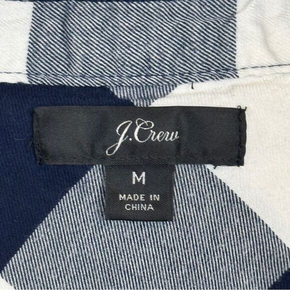 J. Crew Navy Buffalo Check Flannel Blouse M - Picture 3 of 7